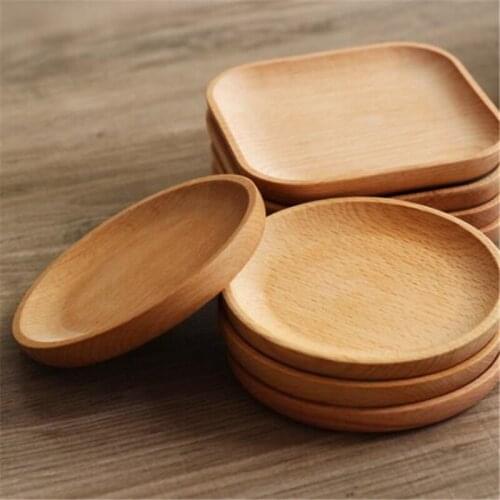 Bread Food Dessert Breakfast Plate Solid Wood Coffee Tea Tray Pan Plate Fruit Dishes Saucer Dessert Dinner Plate Round Square