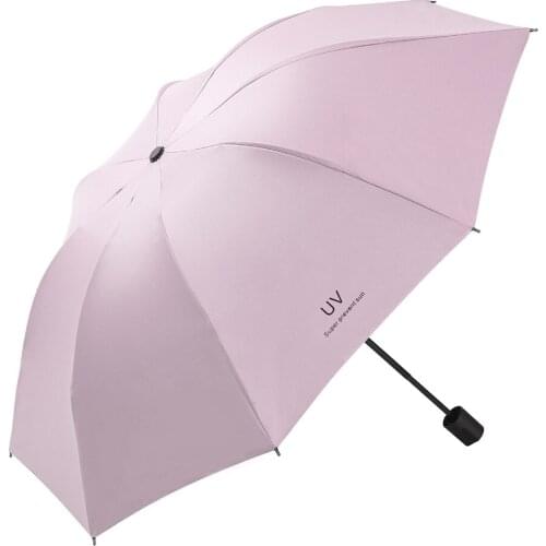 Fully Automatic Solar Lady Umbrella Three-foldding Sunny Rainy Black Coating Sun UV Protection Fresh Manual Umbrella Female