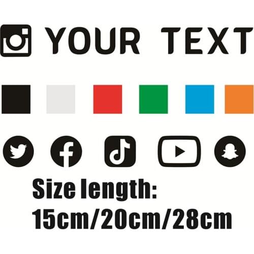 Custom Text For Instagram Facebook logo your name twitter YouTube Snapchat NICKNAME Window Decal car sticker bike Helmet decal
