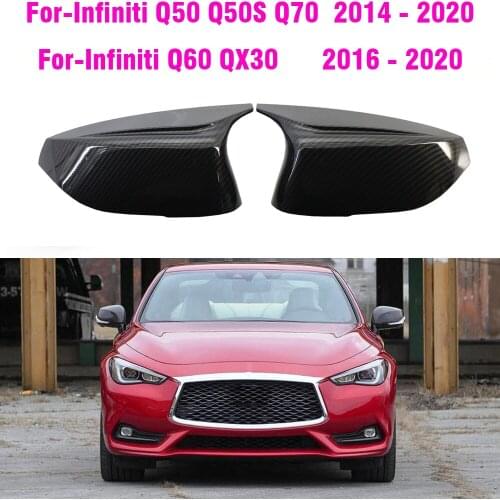 Q50 Q60 Car Styling Side Wing Rearview Mirror Cover Caps For Infiniti Q50 Q50S Q60 Q70 QX30 Carbon Fiber 2014-2020
