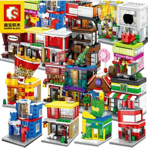 Sembo Block Mini City Street Store Building Bricks Chinatown Series Educational Kid Toy