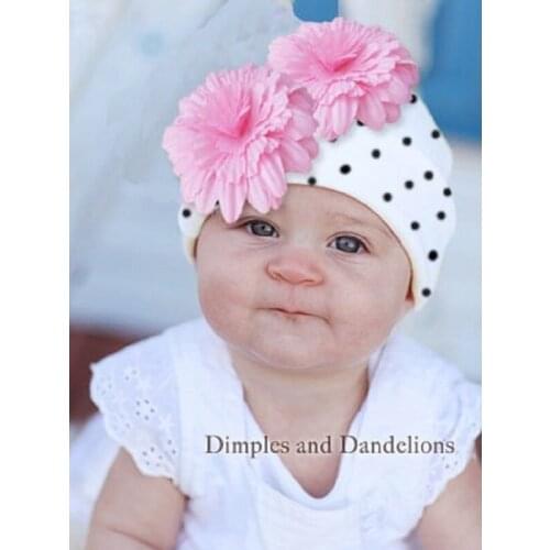 Floral Dot baby girls hats Newborn Cotton caps children beanie headwear baby beret newborn photography props baggy bonnet