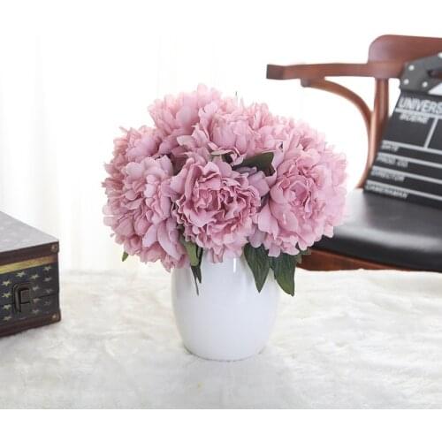 5Pcs/Set Silk Flowers Artificial Fake Peony Bridal Bouquet Christmas Wedding Party Home Decoration Flower Craft