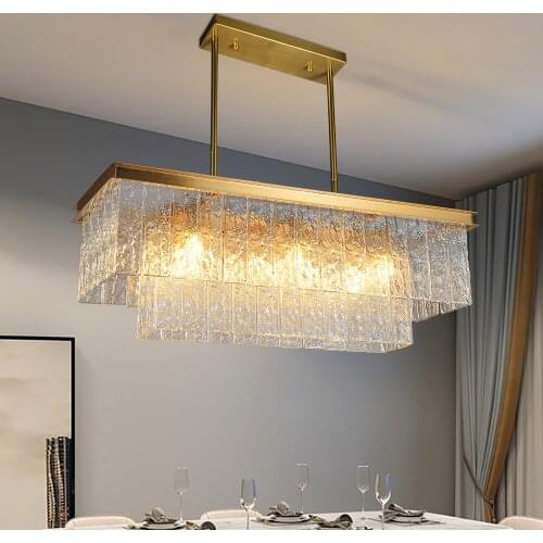 YOOGEE Modern Glass Gold Chandelier for Dining Room Restaurant Lamp Kitchen Island Dimmable LED Lighting Fixtures