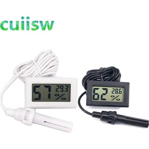 Mini LCD Digital Thermometer Hygrometer Temperature Indoor Convenient Temperature Sensor Humidity Meter Gauge Instruments Cable