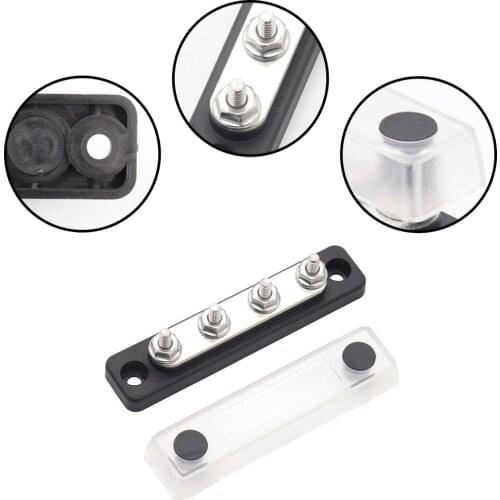 Convenient And Practical High Current 4 Way Busbar 100A + Transparent Upper Cover For 12/24V Car Motorhome
