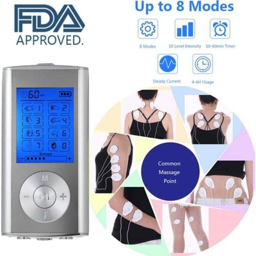 TENS EMS Unit 8 Modes Digital Palm Device Best Pain Relief Machine Body Massager for Neck Back Lumbar Muscle Stimulator Therapy