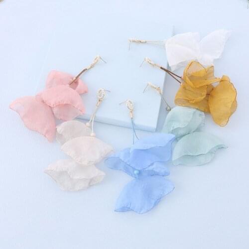 Women Flower Drop Earrings Pendant Earrings 6 Bright Color Yarn 2020 Fashion Summer Handmade Girl Fine Jewelry Wholesale