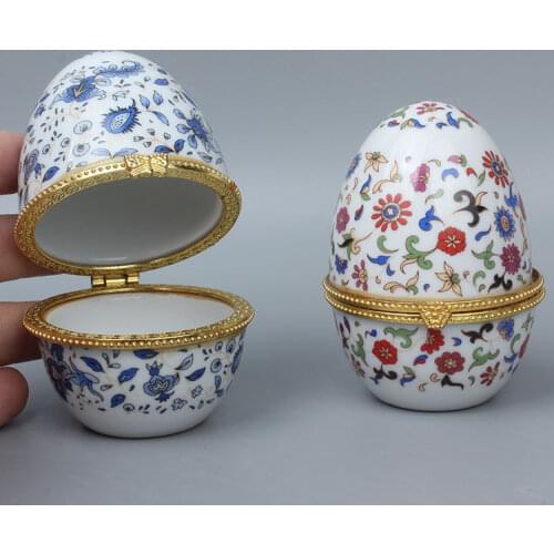 1pieces Egg Porcelain Jewelry Box Chinese style characteristic porcelain egg shaped small pot cute modeling small flower storage