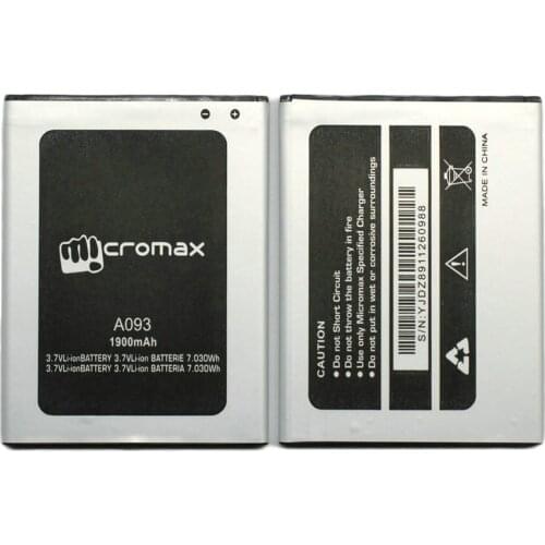 10pcs/lot A093 Battery for Micromax A093 Battery 3.7V 1900mAh High Quality Replacement Li-ion Accumulator