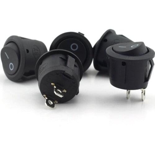 10 PCS/LOT Small Round Rocker Switch Black 2-Pin 2-Files 3A/250V 6A/125V Seesaw Power Switch Round Switch 16*10mm Switch