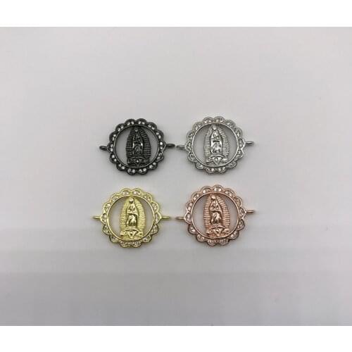 10pcs/lot Religion Jewelry CZ Guadalupe Mary Virgin Connector for Jewelry Making DIY Bracelets