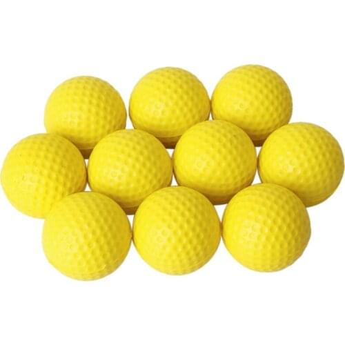 10pcs Yellow Soft Elastic Indoor Practice PU Golf Ball