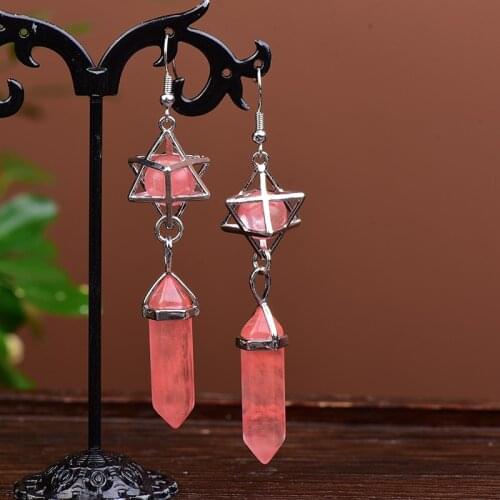 100% Natural Crystal Stud Earrings Mineral Jewelry Womens Girl Multicolor Quartz Fashion Summer Jewelry DIY Gifts Decor 1Pair