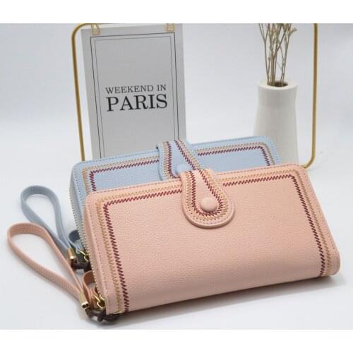 2021Korean newFashion womens handbag long purse zipper mobile phone bag long embroidery womens purse wallets for women purses