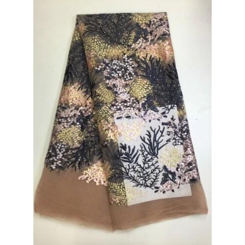 2021 Latest Pink French African Lace Fabric High Quality African Embroidered Tulle Lace Fabric For 2021 Wedding Dress D19061