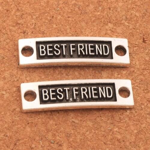 25PCS Zinc Alloy Bestfriend 2.8mm 2-Hole Connector Bar Fit Infinity Leather Bracelets Jewelry DIY L1237 35x9.5x1.7mm