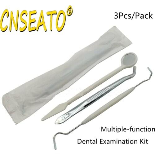 3Pcs/Set Dental Mouth Mirror Plier Probe Explorer Examination Kits Steel Tweezer Disposable Plastic Dentist Tool Lab Instrument