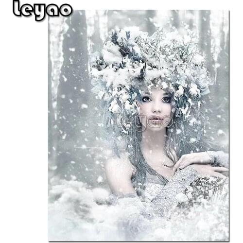 5D Diamond Painting Full Square Round ice snow fairy Cross Stitch Diamond Embroidery fantasy art Rhinestones Kits Wall Decor