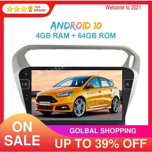 Android 10 4GB+64GB DSP PX6 Car Radio GPS Navigation For Peugeot 301 2013-2016 Car DVD Player Multimedia Tape Recorder Head Unit
