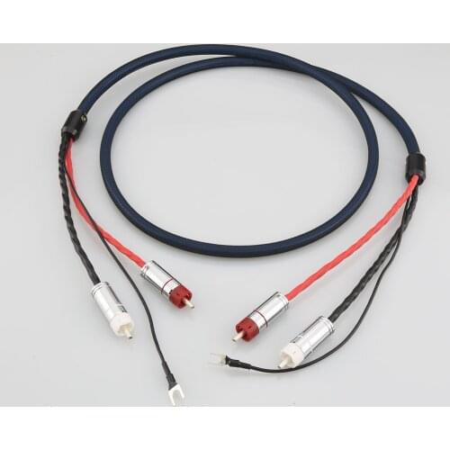 Audiocrast A10 OFC Silver Plated With shielding 2RCA to 2RCA plug Audio Phono Tonearm Cable with Ground Wire