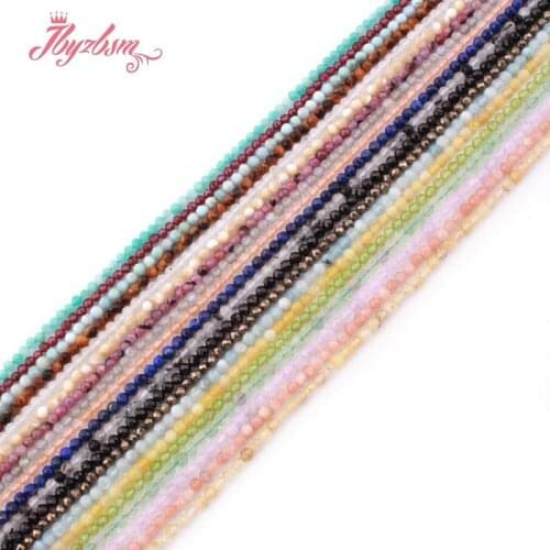 2mm Tiny Faceted Round Bead Natural Stone Beads For DIY Bracelet Necklace Earring Jewelry Making Spacer Strand 15" Free Shipping