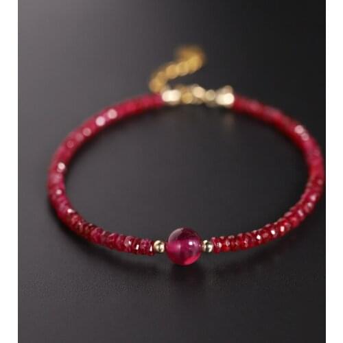 DAIMI Faceted Ruby Bracelet Women’s Day Genuine Yellow 18K Gold Color Bracelet Gift Customization