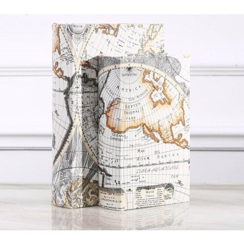 Wooden Storage box Retro European Style World map Security Safe book Cash Money Jewelery Organizer Box
