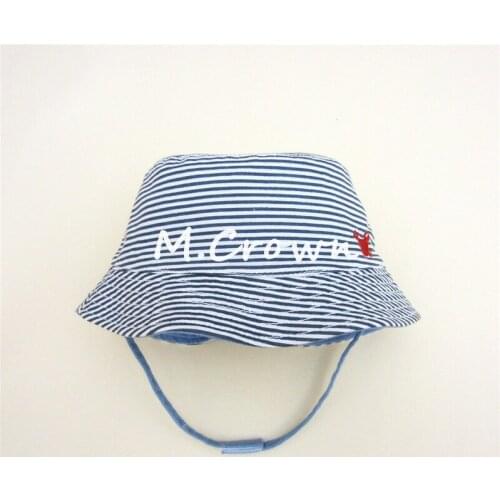 Kids Boys Outdoor Sunshade Embroidery Crab 100% Cotton Jersey Fisherman Bucket Cap