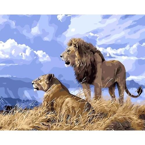 DIY Digital Painting By Numbers lion king simba oil painting mural Kits Coloring Wall Art Picture Gift frameless