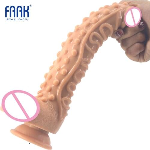 FAAK Long big silicone dildo realistic penis suction deep texture sex toys for women masturbator extreme stimulate anal massage