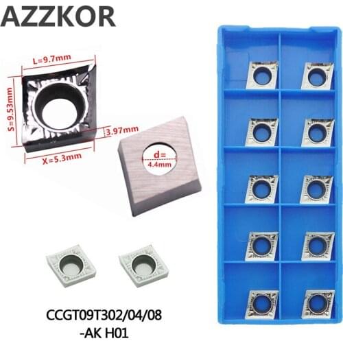 Carbide Inserts CCGT09T302 AK H01 Cutters Cnc Lathe For Metal Turning Tool Machining Center Aluminum Copper Inserts CCGT09T304