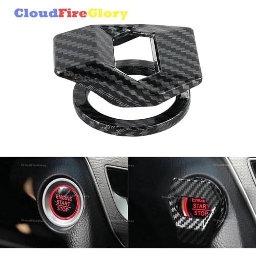 CloudFireGlory Fits For Universal Car Engine Start Stop Push Button Cap Switch Cover Decorative Trim Carbon Fiber ABS