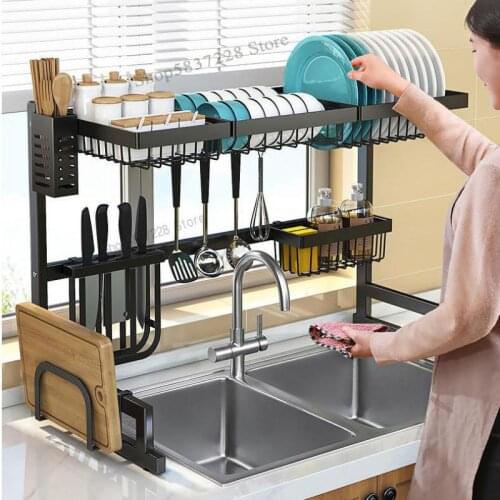 Kitchen sink shelf tableware drain bowl rack countertop pool storage rack household dishes sink drain rack