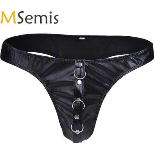 Swimwear Mens Swimsuit G-String Thongs Briefs Leather Swim Briefs Bikini Underwear Male Thongs Panties Swimming Suit