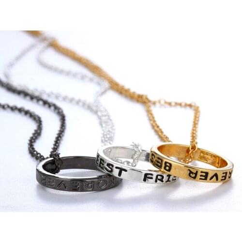 Fashion new best friend 3 pieces / set of alloy color ring pendant fun wild men and women best friends gift jewelry