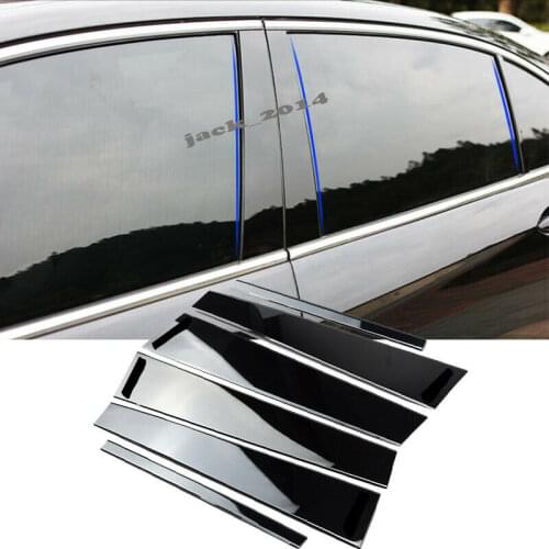 Black titanium Door Pillar Posts Covers Trims 6pcs For 2014-2017 Honda Accord