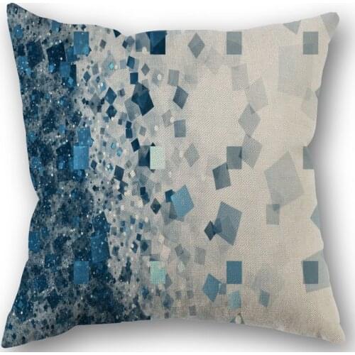 Geometric Pattern Flowers Pillowcase Cotton Linen Fabric Square Zippered Pillow Cover Home Wedding Decoration 45X45cm Not Fade