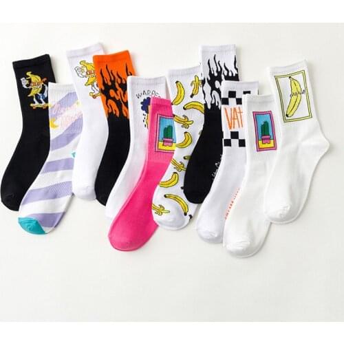 Hip Hop Creative Personality Fashion Unisex Happy Socks High Quality Breathable Antiskid Flame Pattern Men Women Socks