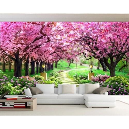 Beibehang Customized modern waterproof new cherry tree natural scenery living room bedroom background papel de parede wallpaper