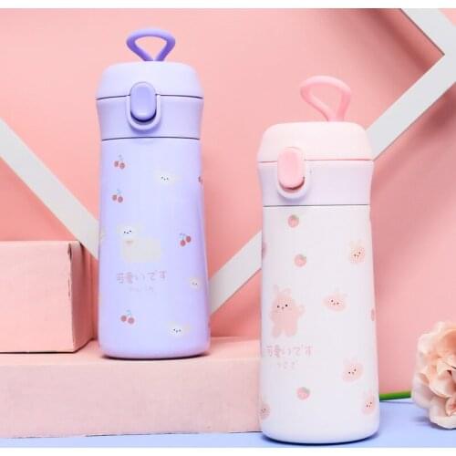 2020 creative new cartoon cute spring cap heat preservation cup student portable stainless steel water cup bounce cup
