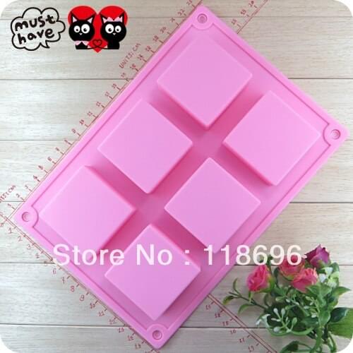 New free shipping soap die 100% food grade silicone new silicacone cake tools / mold big / 6 Square lattice