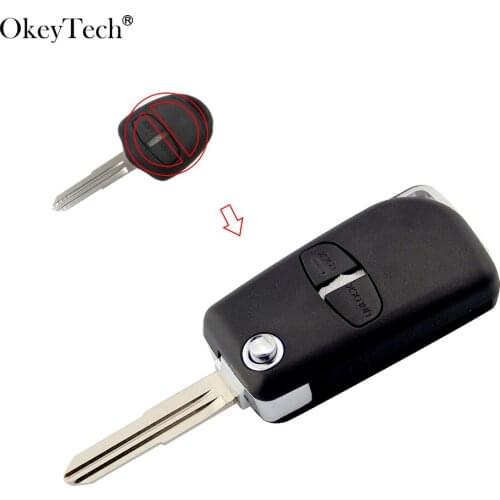 OkeyTech 2 Buttons Modified Flip Folding Remote Key Shell Case for Mitsubishi ASX GRANDIS Outlander LANCER-EX Right/left Blade