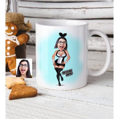 Personalized Rabbit Girl Cartoon White Mug Cup