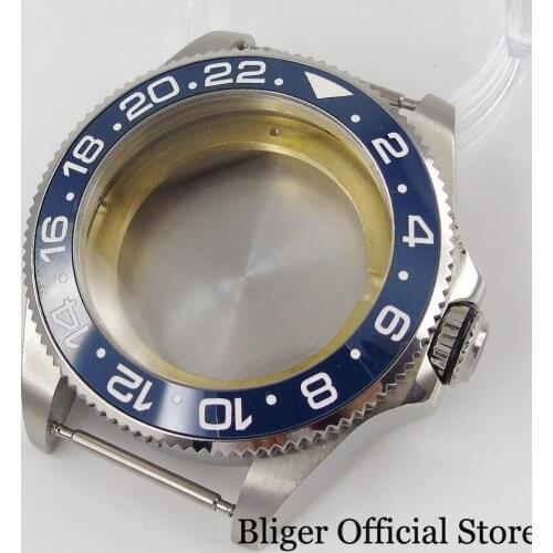 Fit ETA 2836 MIYOTA 8215 8205 82 Watch Case 316L Solid Sapphire Crystal Clear Backcover Ceramic Bezel Insert