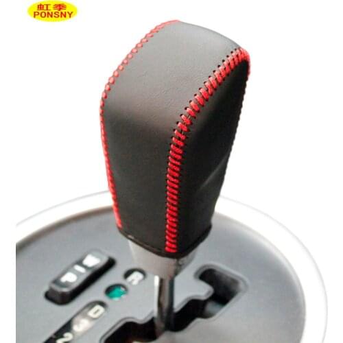PONSNY Car Gear Covers Case for Ssang Yong Actyon 2006-2007 Automatic Shift Collars Genuine Leather Hand-stitched Cover