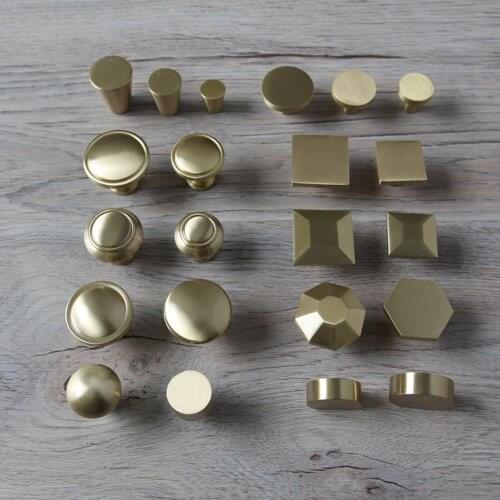 Simple Chinese round single hole copper handle drawer cabinet door Nordic American gold pure copper small handle