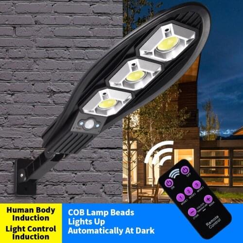 Remote Control Outdoor Waterproof Solar Garden Light Human Body Sensor LED Street Light 90 COB Sensor Motion Smart Wall Lights