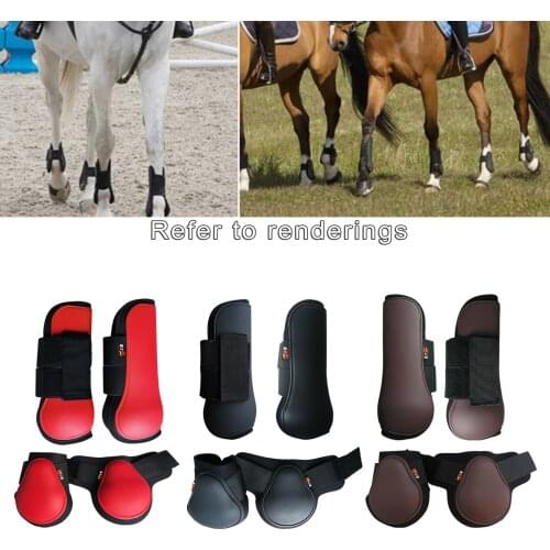 Adjustable Horse Leg Boot Front Hind Leg Wraps Protectors Guards Horse Tendon Boots Set Equestrian Equipment