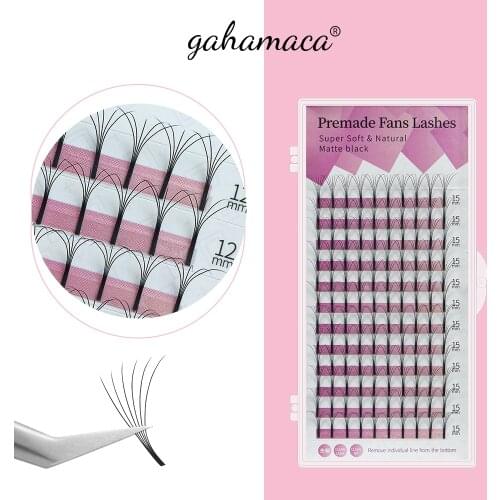 GAHAMACA 2d3d4d5d6d Premade Russian Volume Fans Eyelashes Long Stem Lash Pre made Eyelash Extensions Faux Mink Supplies